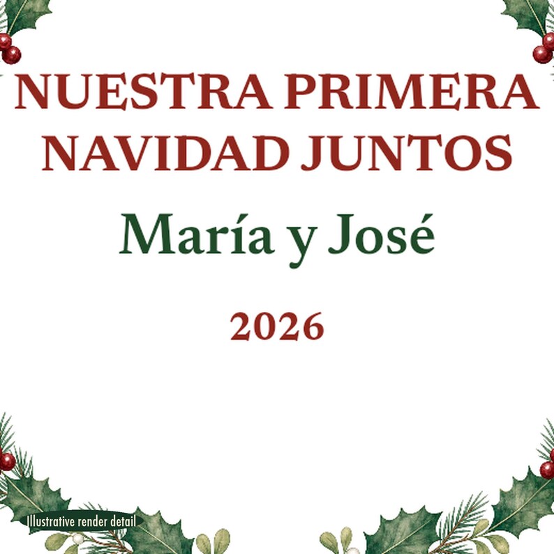 Nuestra Primera Navidad Juntos Ornament, Spanish Couple Names Ceramic Personalized 2026 afbeelding 4