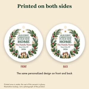 First Christmas in Our New Home Ornament 2026, Personalized Family Name and City Ceramic Keepsake, Housewarming Gift image 8