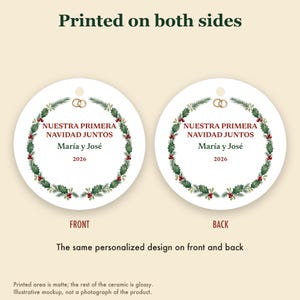 Nuestra Primera Navidad Juntos Ornament, Spanish Couple Names Ceramic Personalized 2026 afbeelding 8