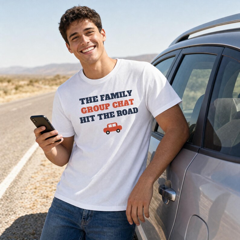 The Family Group Chat Hit the Road Shirt, Funny Family Road Trip Tee 画像 1