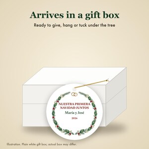 Nuestra Primera Navidad Juntos Ornament, Spanish Couple Names Ceramic Personalized 2026 afbeelding 7