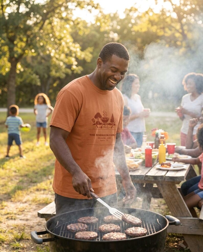 Camiseta de reunión familiar 2026, camiseta a juego personalizada para barbacoa en el jardín con nombre personalizado imagen 1