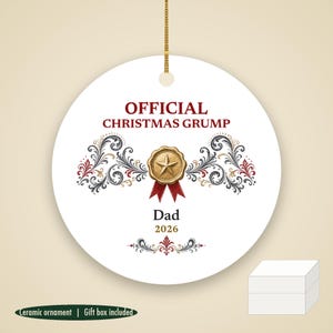 Official Christmas Grump Ornament, Funny Award Custom Name Ceramic Gag Gift 2026 画像 1
