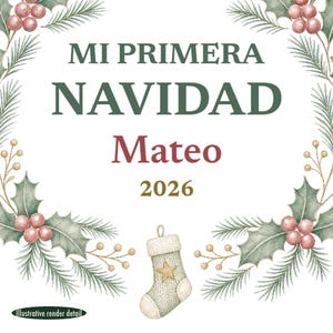Mi Primera Navidad Baby Ornament, Spanish First Christmas Custom Name Ceramic 2026 immagine 4