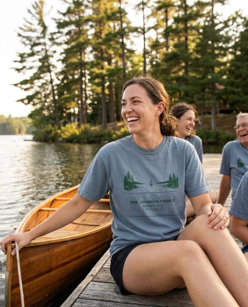 Family Reunion Shirt 2026, Personalized Lake House Custom Name Matching Group Vacation Tee image 1
