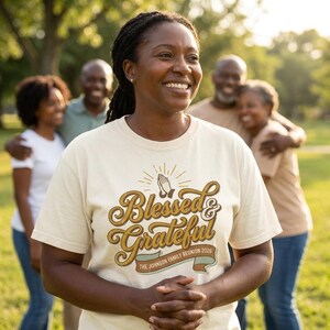 Personalized Blessed Grateful Family Reunion 2026 T-Shirt, matching family tee, faith family shirt, family blessing gift, reunion gift idea image 1