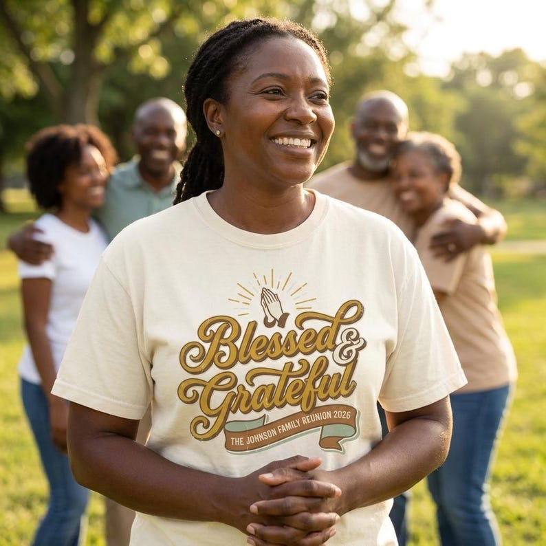 Personalized Blessed Grateful Family Reunion 2026 T-Shirt, matching family tee, faith family shirt, family blessing gift, reunion gift idea image 1