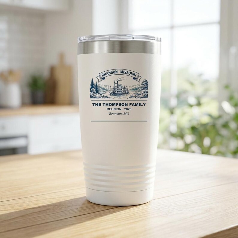 Copo térmico personalizado para reunião familiar, copo de viagem personalizado de 590ml, lembrança da reunião de Branson 2026, copo térmico com nome personalizado, copo térmico para férias imagem 1