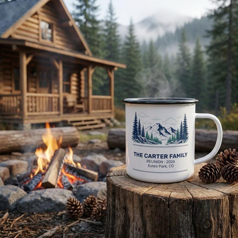 Personalized Mountain Family Reunion Enamel Mug 2026 Camp Cup image 4
