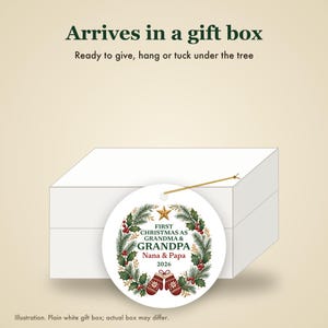 First Christmas as Grandma and Grandpa Ornament 2026, Personalized New Grandparents Names Ceramic Keepsake image 7