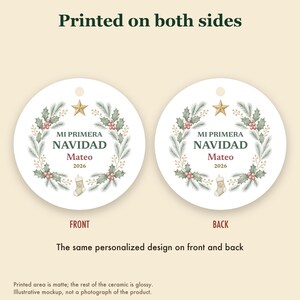 Mi Primera Navidad Baby Ornament, Spanish First Christmas Custom Name Ceramic 2026 immagine 8