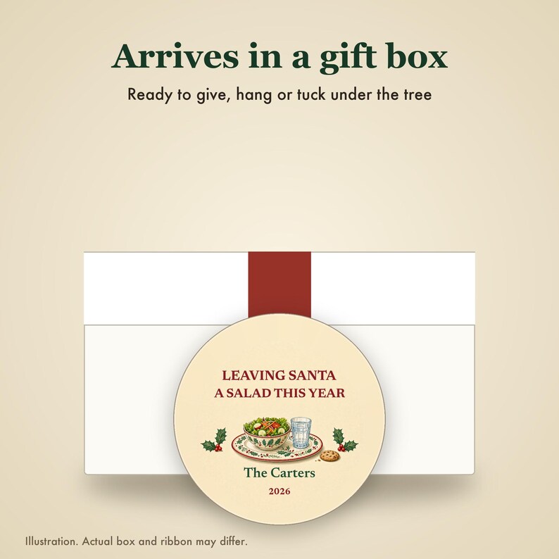 Funny Christmas Ornament, Leaving Santa a Salad This Year, GLP-1 Christmas Humor, Custom Name Ceramic image 7