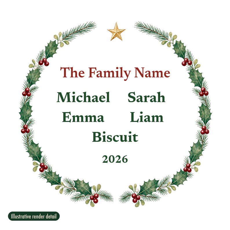 Family Christmas Ornament with Names 2026, Personalized Family Name and Up to 6 Member Names Ceramic Keepsake image 4
