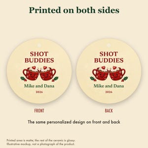 Shot Buddies Christmas Ornament, Funny GLP-1 Couple or Friends Gift, Custom Names Ceramic Keepsake 2026 image 8