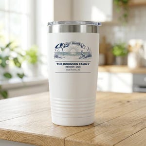 Personalized Family Reunion Tumbler, Gulf Shores 2026 Custom Name 20oz Travel Cup, Beach Vacation Gift, Matching Family Cups, Insulated Mug image 1