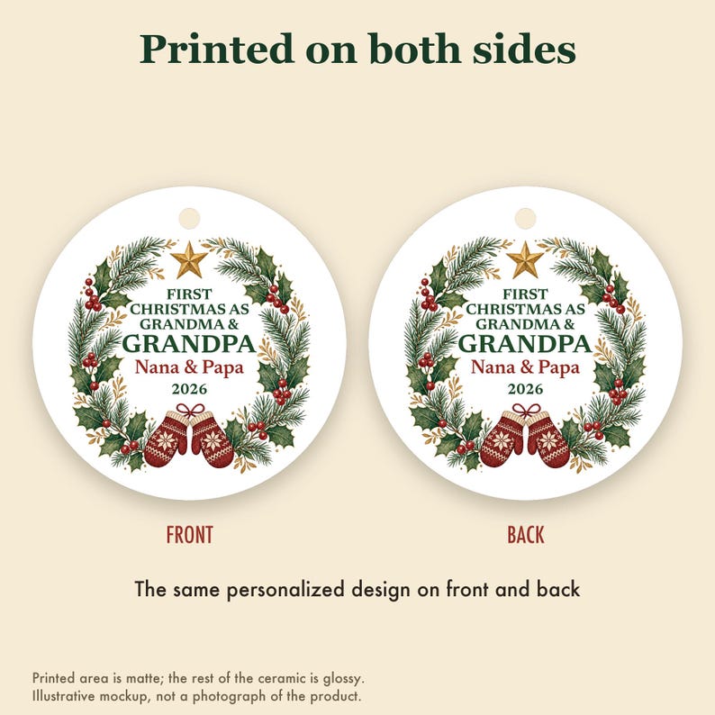 First Christmas as Grandma and Grandpa Ornament 2026, Personalized New Grandparents Names Ceramic Keepsake image 8