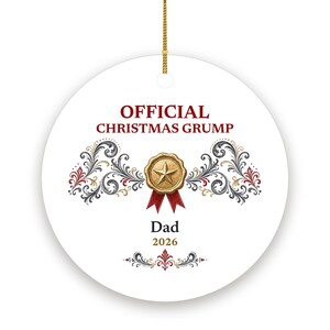 Official Christmas Grump Ornament, Funny Award Custom Name Ceramic Gag Gift 2026 画像 2