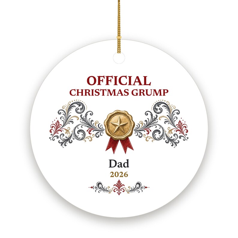 Official Christmas Grump Ornament, Funny Award Custom Name Ceramic Gag Gift 2026 画像 2