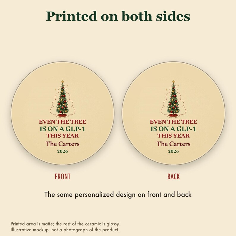 Funny GLP-1 Christmas Ornament, Even the Tree Is on a GLP-1, Gag Gift Custom Name Ceramic Bild 8