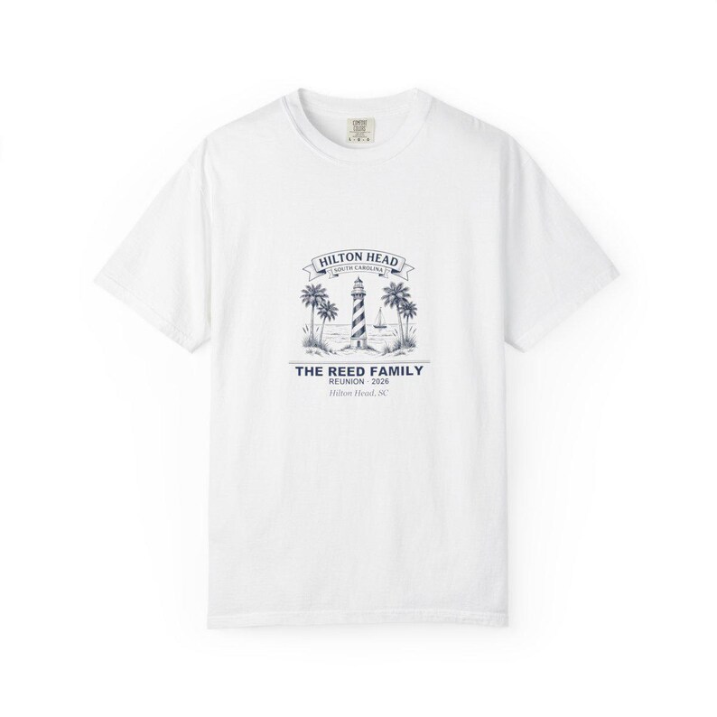 Hilton Head family reunion shirt, personalized beach tee with custom name, 2026 family vacation shirt, matching low country reunion tee image 1