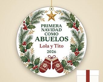 Primera Navidad Como Abuelos Ornament, Spanish Grandparents Names Ceramic 2026