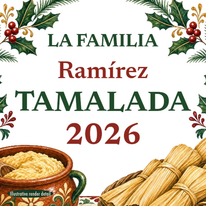 Tamalada Ornament Personalized, Custom Family Name Mexican Christmas Ceramic 2026 image 4