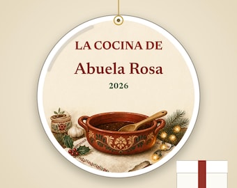 La Cocina de Abuela Ornament Personalized, Spanish Grandma Custom Name Ceramic Keepsake