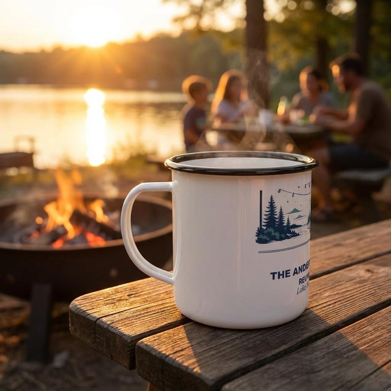 Personalized Family Reunion Enamel Mug, Custom 2026 Cookout Camp Cup image 4