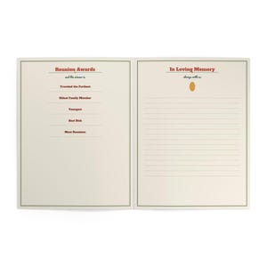 Folleto y recuerdo del programa de la reunión familiar / Recuerdo impreso para completar, programa, árbol genealógico, premios 8.5x11 imagen 6