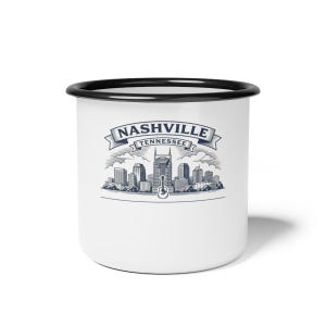 Tazza per la riunione di famiglia di Nashville 2026, regalo personalizzato per la riunione di famiglia in Tennessee, tazza da campeggio smaltata personalizzata, tazza da viaggio per caffè ricordo del viaggio in famiglia immagine 1
