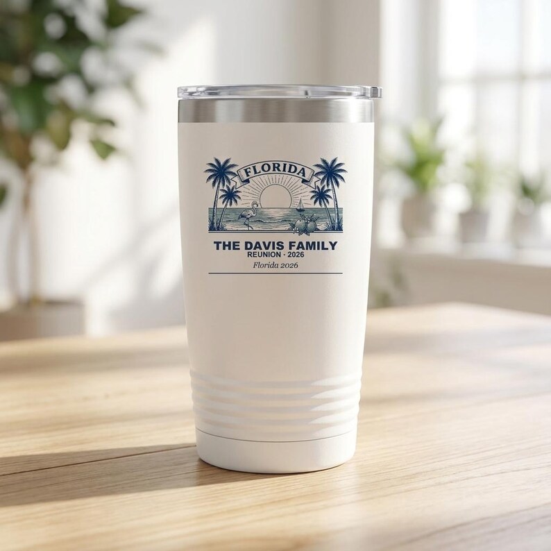 Personalized Family Reunion Tumbler, Florida 2026 Custom Name 20oz Travel Cup image 1