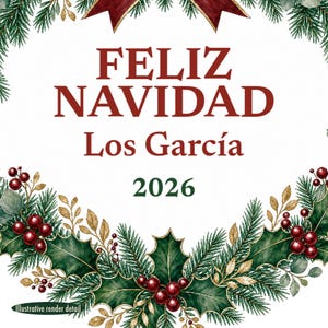 Feliz Navidad Family Name Ornament, Bilingual Spanish Custom Ceramic Keepsake 2026 image 4