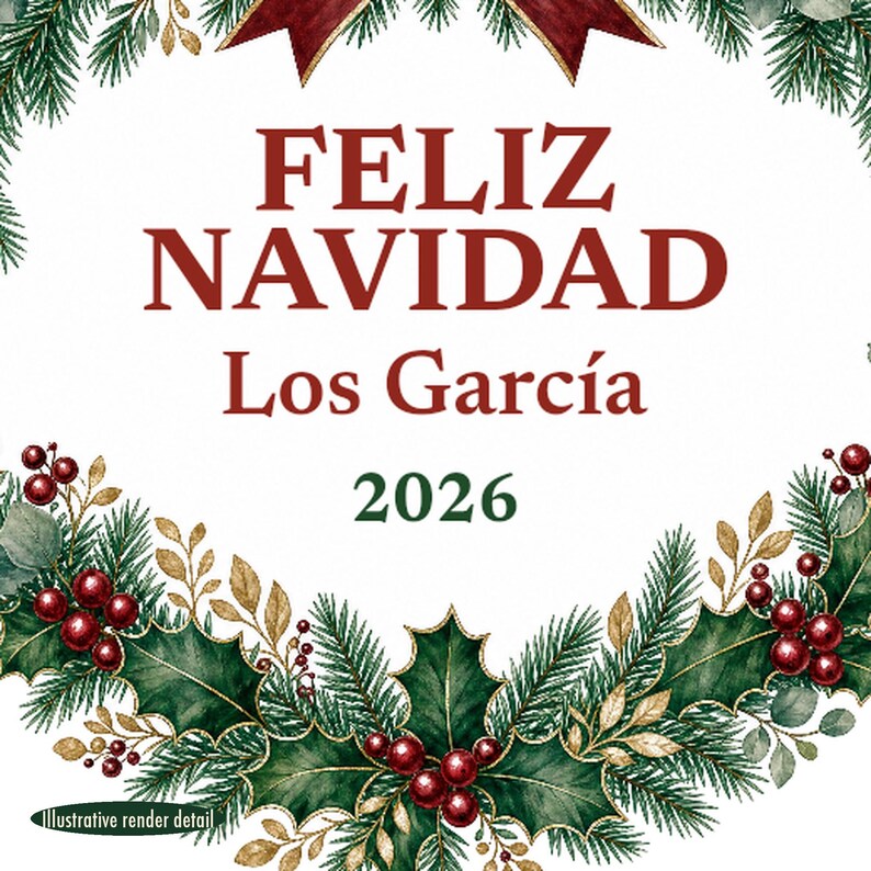 Feliz Navidad Family Name Ornament, Bilingual Spanish Custom Ceramic Keepsake 2026 image 4