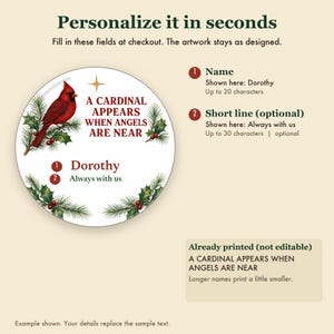 Cardinal Memorial Christmas Ornament Personalized, Remembrance Ceramic Keepsake Gift Bild 3