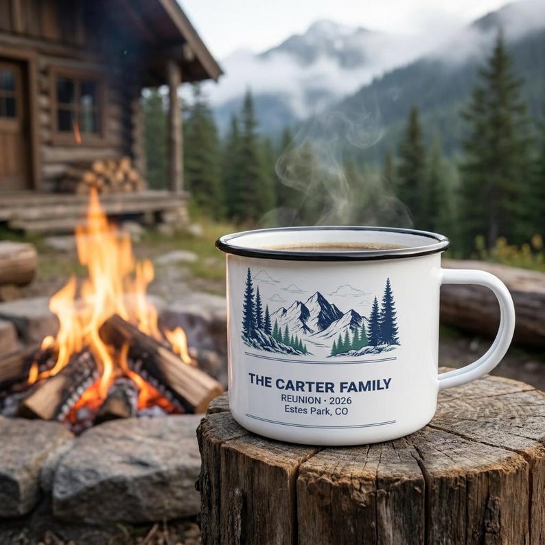 Personalized Mountain Family Reunion Enamel Mug 2026 Camp Cup image 5