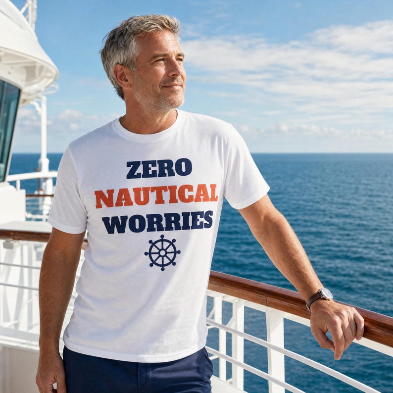 Zero Nautical Worries Shirt, Funny Cruise Vacation Tee image 1