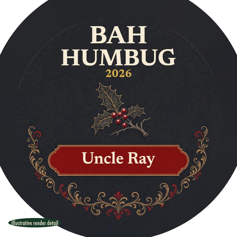 Bah Humbug Christmas Ornament, Funny Grumpy Custom Name Ceramic Keepsake 2026 image 4