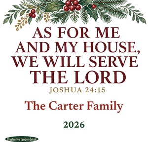 Christian Family Christmas Ornament, As For Me and My House Scripture, Personalized Name Bild 4