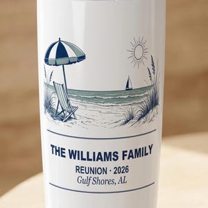 2026 family reunion personalized tumbler, custom name beach cup 20oz insulated, matching family vacation gift, reunion keepsake drinkware image 2