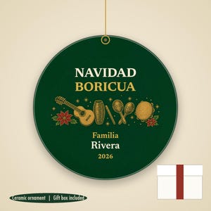 Navidad Boricua Ornament Personalized, Puerto Rican Family Name Ceramic 2026 Bild 1