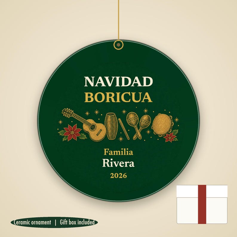 Navidad Boricua Ornament Personalized, Puerto Rican Family Name Ceramic 2026 Bild 1