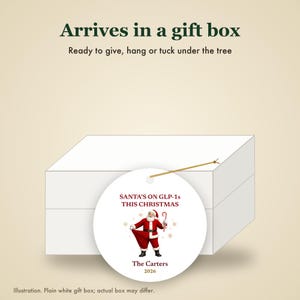 Funny Santa Ornament, Santa's on GLP-1s This Christmas, Slim Santa Gag Gift Custom Name Ceramic image 7