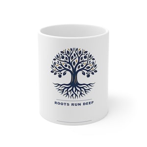 Taza personalizada para la reunión familiar Black Family Reunion 2026, con el lema "Roots Run Deep" (Las raíces son profundas). imagen 1