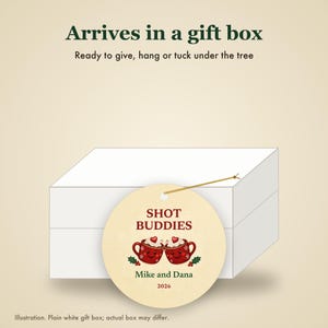 Shot Buddies Christmas Ornament, Funny GLP-1 Couple or Friends Gift, Custom Names Ceramic Keepsake 2026 image 7