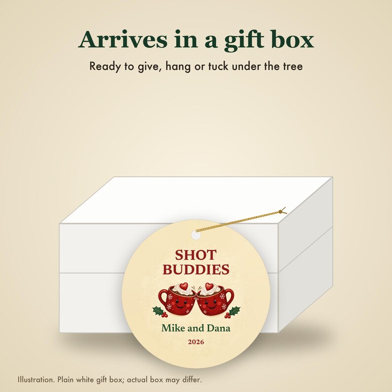 Shot Buddies Christmas Ornament, Funny GLP-1 Couple or Friends Gift, Custom Names Ceramic Keepsake 2026 image 7