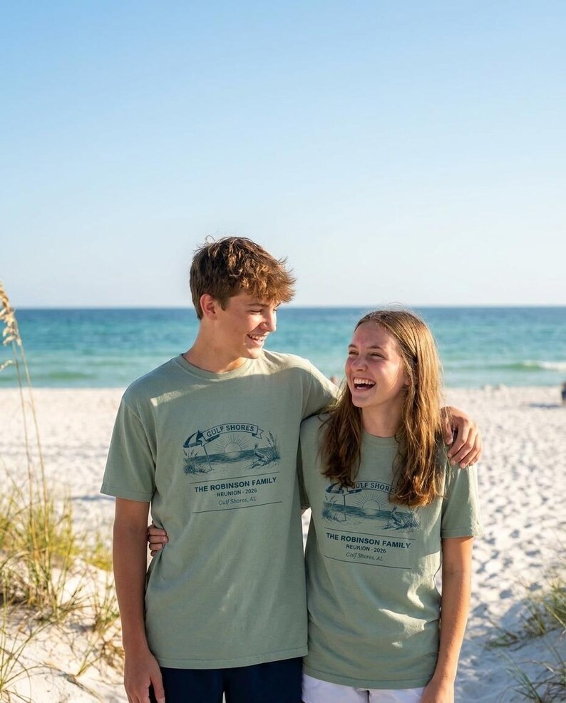 Personalized Family Reunion Shirt Gulf Shores 2026, family reunion tee, custom name tee, matching family tee, beach vacation shirt image 1