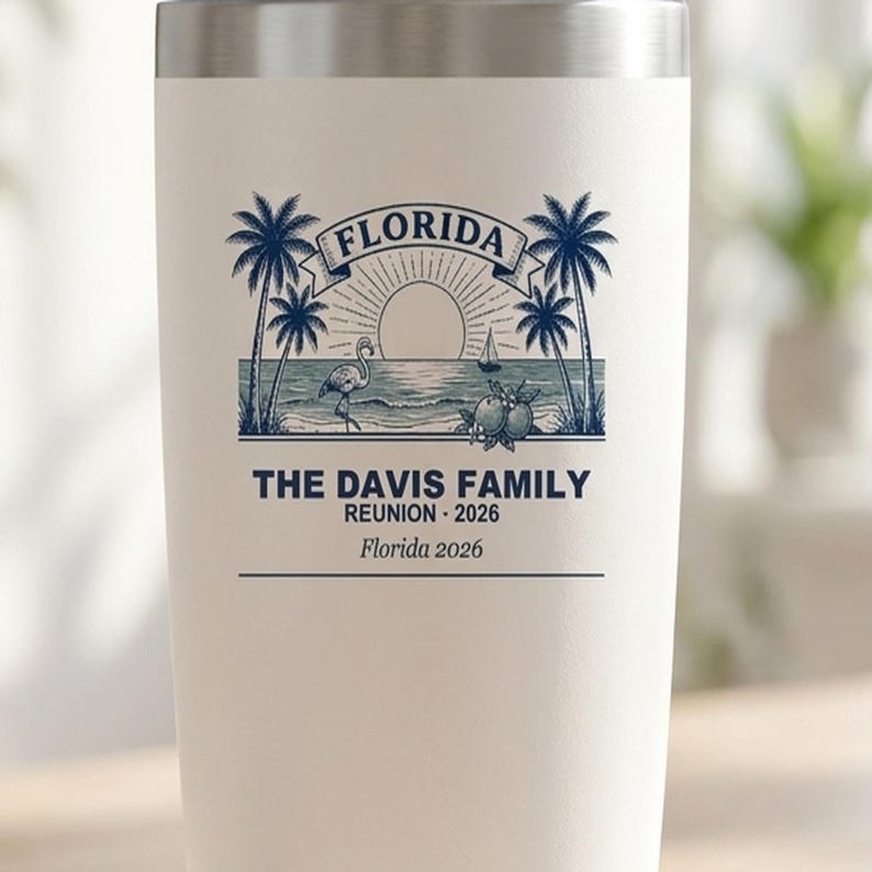 Personalized Family Reunion Tumbler, Florida 2026 Custom Name 20oz Travel Cup image 2