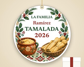 Tamalada Ornament Personalized, Custom Family Name Mexican Christmas Ceramic 2026