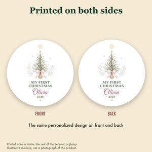 My First Christmas Ornament Pastel, Dainty Tree Cursive Baby Name Ceramic 2026 afbeelding 8