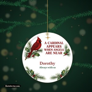 Cardinal Memorial Christmas Ornament Personalized, Remembrance Ceramic Keepsake Gift Bild 6